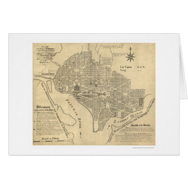 Plan de la carte 1792 de Washington DC (Devant horizontal)