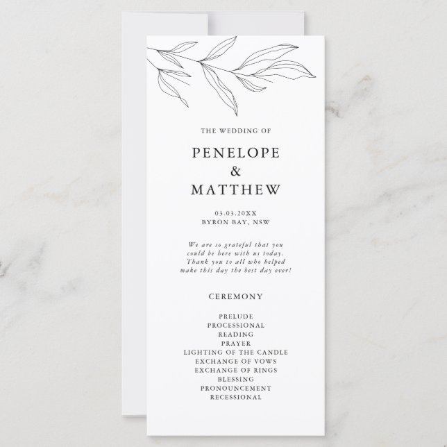 Plan de ligne Folift Leaf Mariage Cérémonie (Devant)