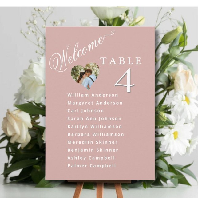 Plan de Mariage rose pâle Cartes Nom de l'invité (Créateur téléchargé)