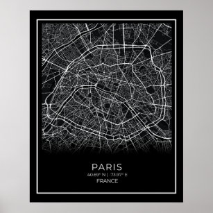 Plan de Paris - Paris Carte Noire Poster