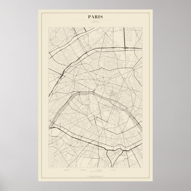 Plan de rue de Paris Poster (Devant)