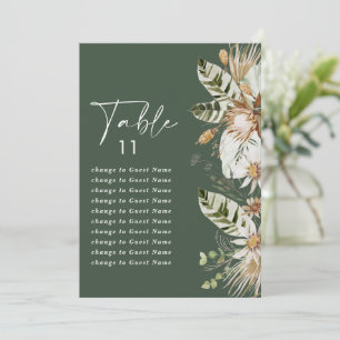 Plan de salon de table de mariage tropical vert
