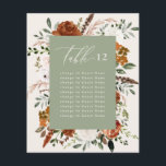 Plan de siège de table à fleurs noire verte Budget<br><div class="desc">Rouille botanique butanique budget,  terre cuite,  noir,  naturel et vert sauge rustique,  élégante table assise plan décoration de jour de mariage. Dans le texte du script de tendance,  fait partie d'une suite mariage correspondante.</div>