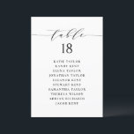 Plan de siège minimaliste de script noir Numéro de<br><div class="desc">Plan personnalisé des sièges de numéro de table. Il est doté d'un script blanc noir et d'une typographie classique. Personnalisez en ajoutant vos propres détails. Ce plan minimaliste de table est parfait pour tous les mariages,  baby showers,  douches nuptiales,  anniversaires,  et bien plus encore.</div>