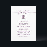 Plan de siège minimaliste violet Numéro de tableau<br><div class="desc">Il s'agit d'un plan de sièges personnalisable par numéro de table. Il présente un script blanc violet et une typographie classique. Personnalisez en ajoutant vos propres détails. Ce plan minimaliste de table est parfait pour les mariages,  les baby showers,  les douches nuptiales,  les anniversaires,  et bien plus encore.</div>