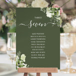 Plan de siège vert d'olive florale Numéro de table<br><div class="desc">Ces élégants numéros de table feuille mariage vert olive peuvent être personnalisés avec le plan de séjour de vos invités dans la typographie chic. Les cartes sont imprimées à l'avant et à l'arrière (recto double). Conçu par Thisisnotme©</div>