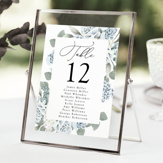 Plan de table à numéros avec motif floral bleu pou (Créateur téléchargé)