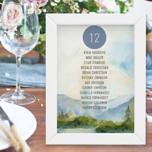 Plan de table aquarelle du lac de montagne par tab