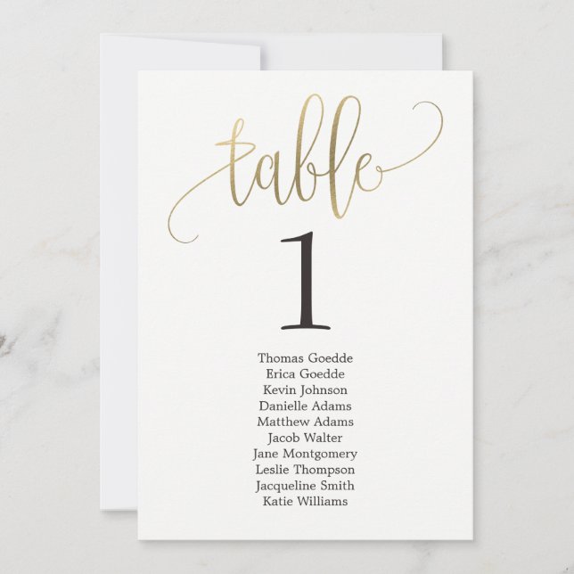 Plan de table carte avec jolie calligraphie (Devant)