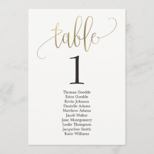 Plan de table carte de calligraphie charmante