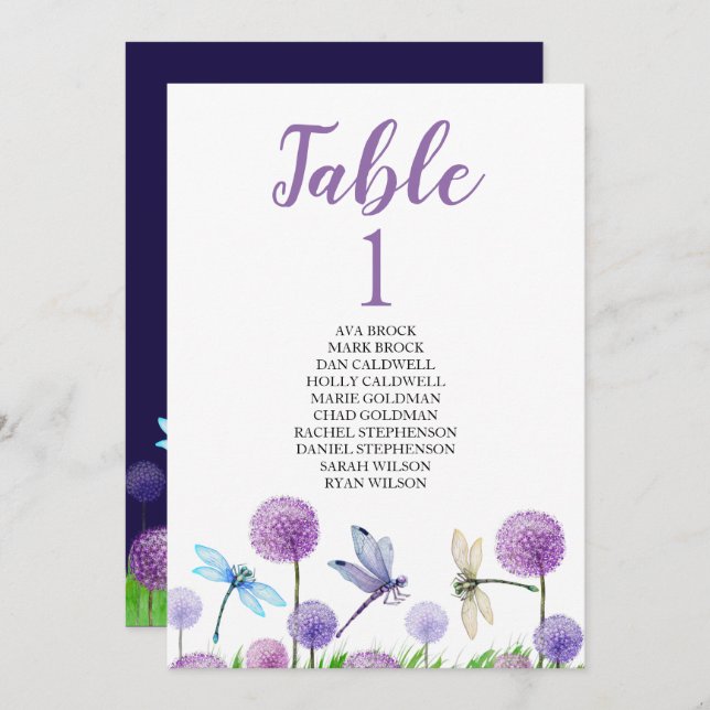 Plan de table Carte de table Calligraphie élégante (Devant / Derrière)