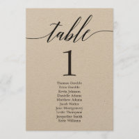 Plan de table carte de table individuelle écriture