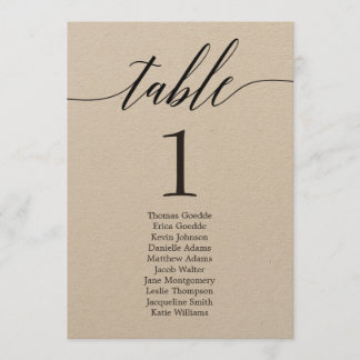 Plan de table carte de table individuelle écriture