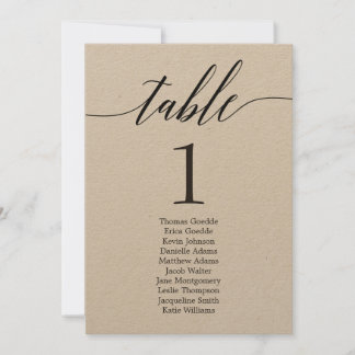 Plan de table carte de table individuelle écriture
