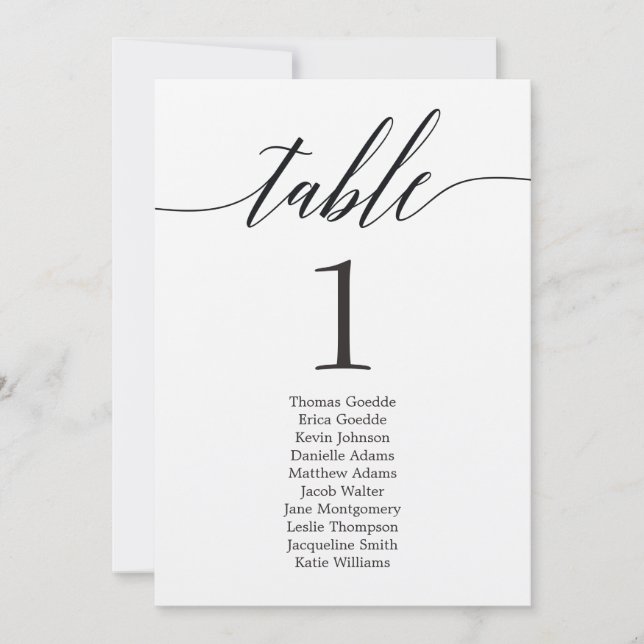 Plan de table carte de table individuelle écriture (Devant)