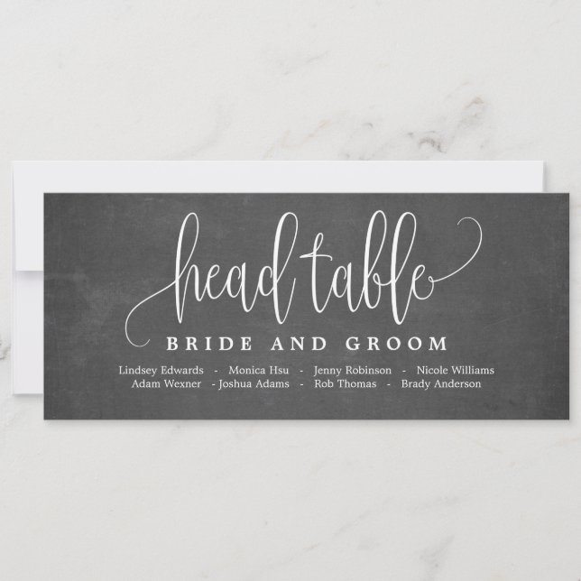 Plan de table carte de tête - Jolie calligraphie (Devant)