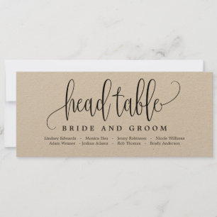 Plan de table carte de tête - Jolie calligraphie