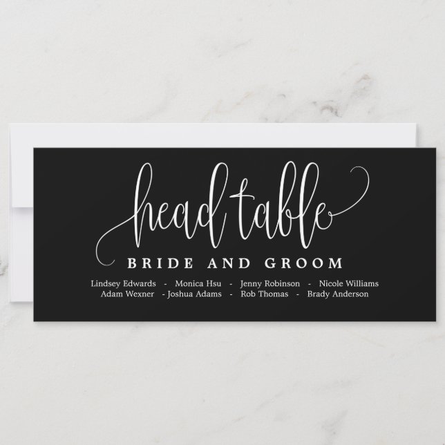 Plan de table carte de tête - Jolie calligraphie (Devant)