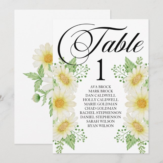 Plan de table carte joliment calligraphié (Devant / Derrière)