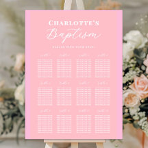 Plan de table de baptême rose clair simple