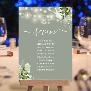 Plan de table de mariage avec numéros de table en 