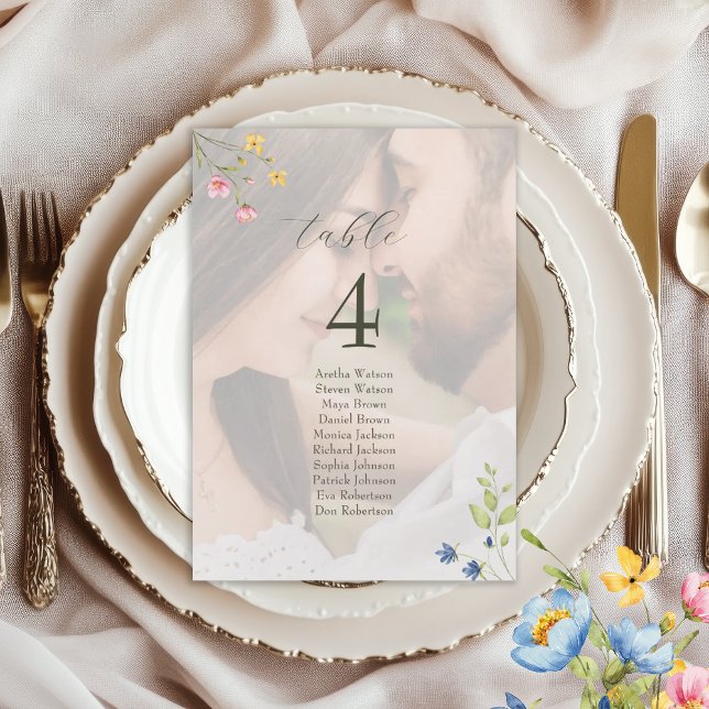 Plan de table de mariage avec photo de fleurs sauv (Créateur téléchargé)
