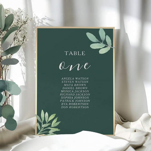 Plan de table de mariage botanique vert émeraude (Créateur téléchargé)