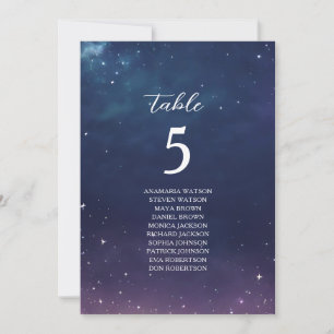 Plan de table de mariage céleste avec numéro de ta