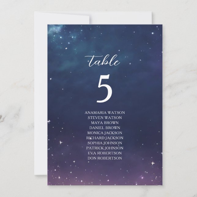 Plan de table de mariage céleste avec numéro de ta (Devant)