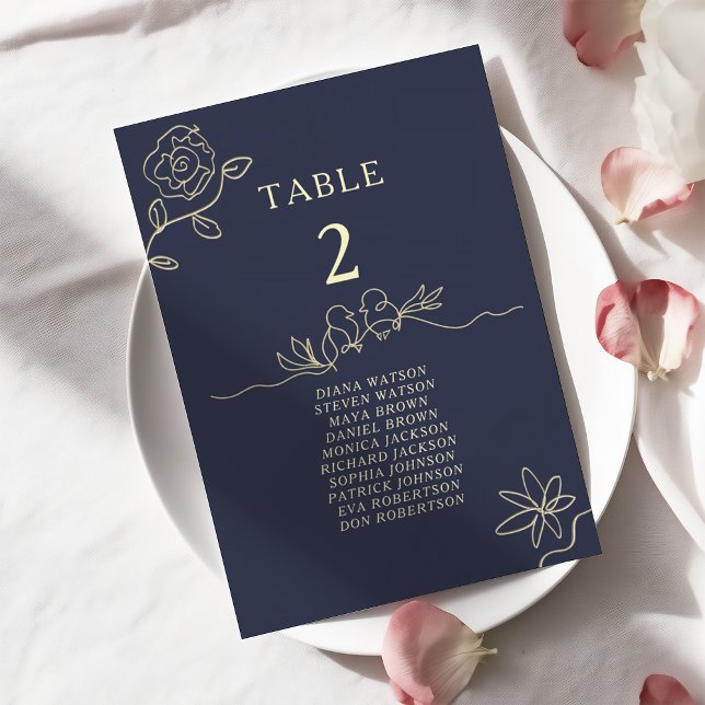 Plan de table de mariage élégant bleu marine (Créateur téléchargé)
