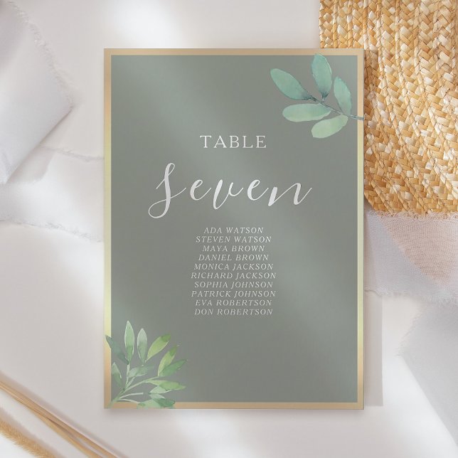 Plan de table de mariage élégant et rustique vert  (Créateur téléchargé)