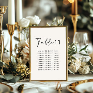 Plan de table de mariage moderne élégant blanc