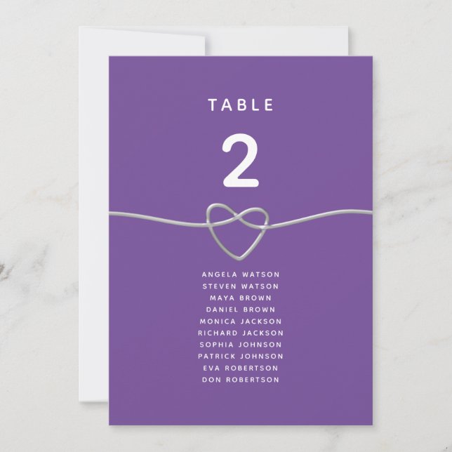 Plan de table de mariage moderne violet (Devant)