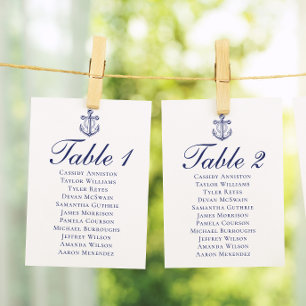 Plan de table de mariage nautique bleu marine ancr