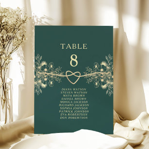 Plan de table de mariage Or Vert Emeraude
