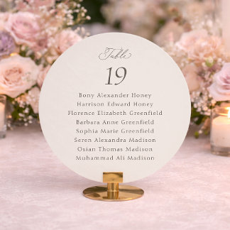 Plan de table de mariage rond Numéro de table