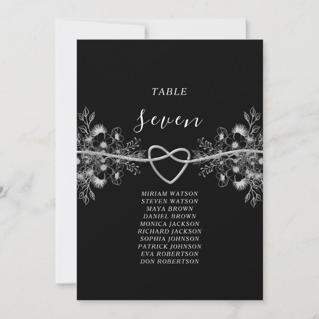 Plan de table de mariage rouge et noir (Devant)