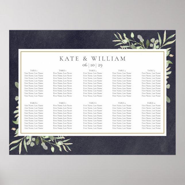 Plan de table de mariage sur tableau noir avec ver (Devant)