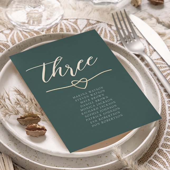 Plan de table de mariage vert émeraude moderne (Créateur téléchargé)