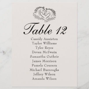 Plan de table de mariage Western Country Cheval Ru