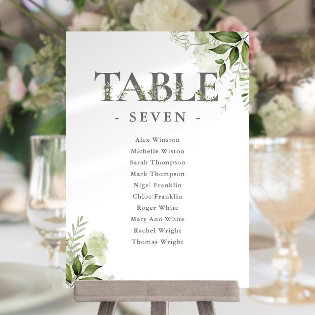 Plan de table de numéros de table de typographie d (Greenery Typography Seating Plan Table Number)
