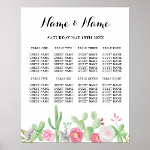 Plan de table Fiesta Poster Mariage 8 Cactus assis