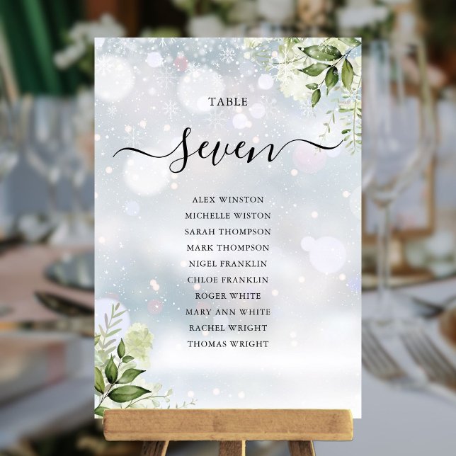 Plan de table floral à verdure hivernale Numéro de (Winter Greenery Floral Seating Plan Table Number)