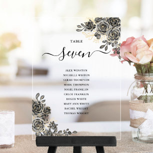 Plan de table floral gothique numéro de table en a