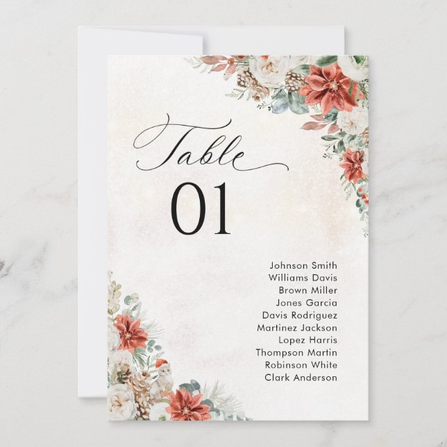 Plan de table pour un mariage d'hiver (Devant)