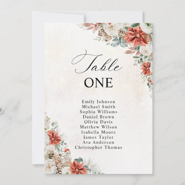 Plan de table pour un mariage d'hiver (Devant)