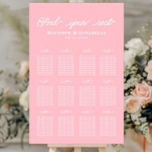 Plan de table simple rose clair pour mariage