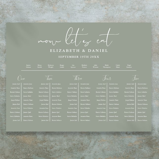 Plan de table vert sauge Mariage Tableau de sièges (Sage Green Table Plan Wedding Seating Chart)