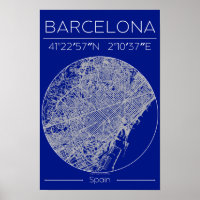 Plan de ville de Barcelone Poster – Mur minimalist