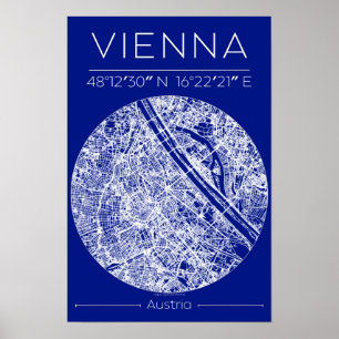 Plan de ville de Vienne Affiche de carte minimale 